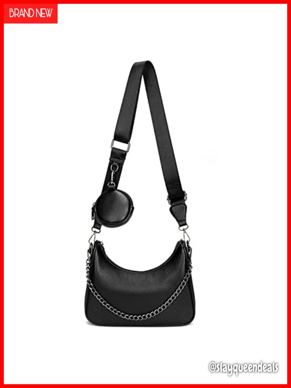 PU Leather Hobo Crossbody Bag with Coin Purse, 2 Straps